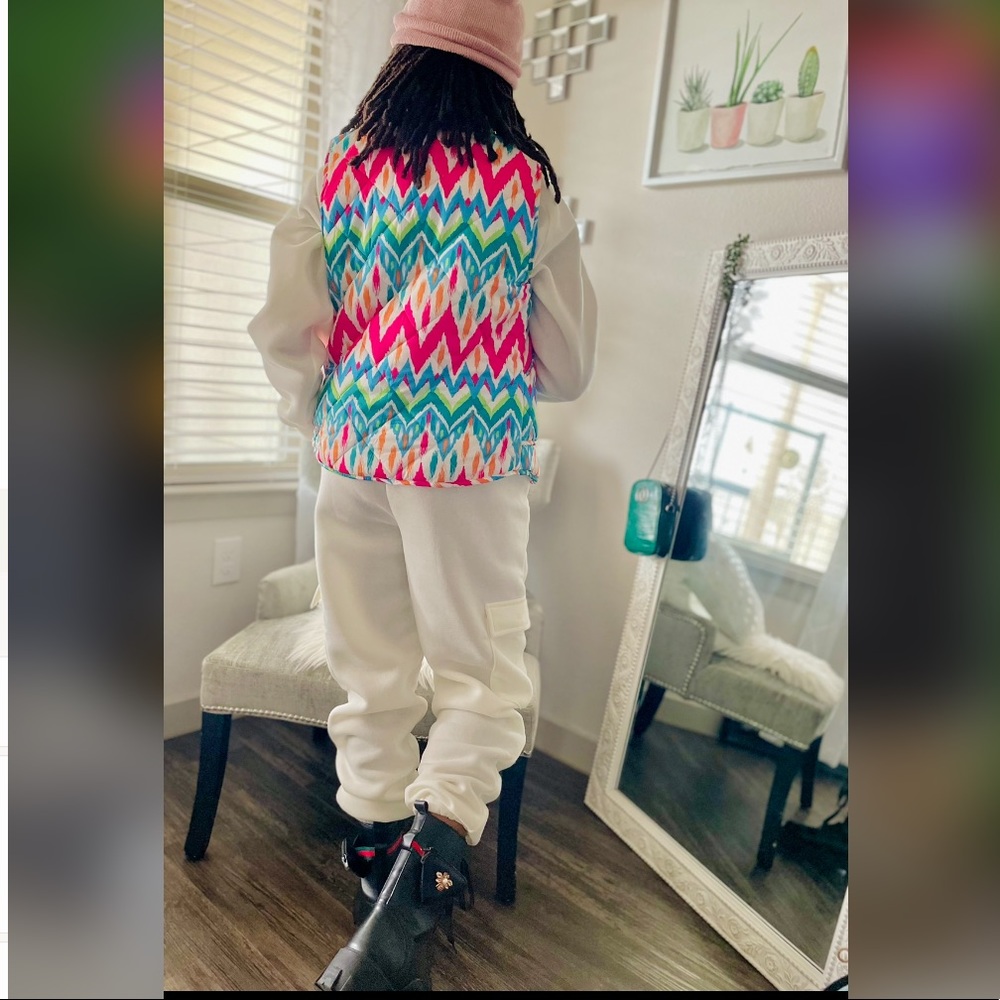 Multi-Colored Puffer Zip Vest Small - image 3